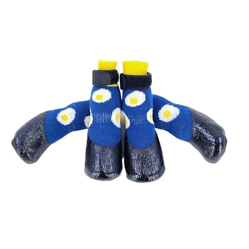 4 Teile/Satz wasserdichte Haustier Hund Schuhe Nette Stricken Warme Socken for Kleine Mittelgroße Hunde Nicht-Slip Gummi Katzen Hunde Regen Schnee Stiefel Socken (Color : A3, Size : M) von AD-BCrbgen