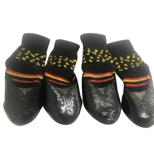 4 Teile/Satz wasserdichte Haustier Hund Schuhe Nette Stricken Warme Socken for Kleine Mittelgroße Hunde Nicht-Slip Gummi Katzen Hunde Regen Schnee Stiefel Socken (Color : Yellow, Size : M) von AD-BCrbgen