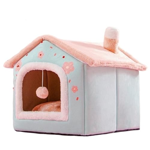 Faltbares Katzenbett, Haustier-Hundehaus, Katzenhaus, schlafender Hundezwinger, abnehmbares wärmendes Nest, geschlossenes Zelt, Höhle, Sofa, Heimtierbedarf (Color : Cherry Blossom, Size : M(34x40x35 von AD-BCrbgen