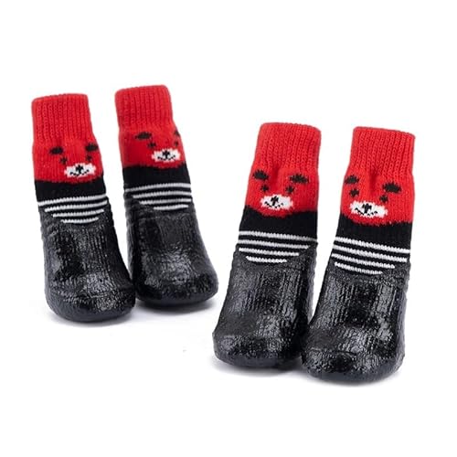 Haustier Hund wasserdichte Schuhe Anti-rutsch Regen und Schnee Stiefel Dicken Boden Warme Schuhe Kätzchen Welpen Hund Socken Stiefel Nette (Color : A1 Red, Size : XS) von AD-BCrbgen