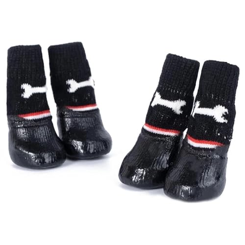 Haustier Hund wasserdichte Schuhe Anti-rutsch Regen und Schnee Stiefel Dicken Boden Warme Schuhe Kätzchen Welpen Hund Socken Stiefel Nette (Color : A2 Black, Size : XS) von AD-BCrbgen