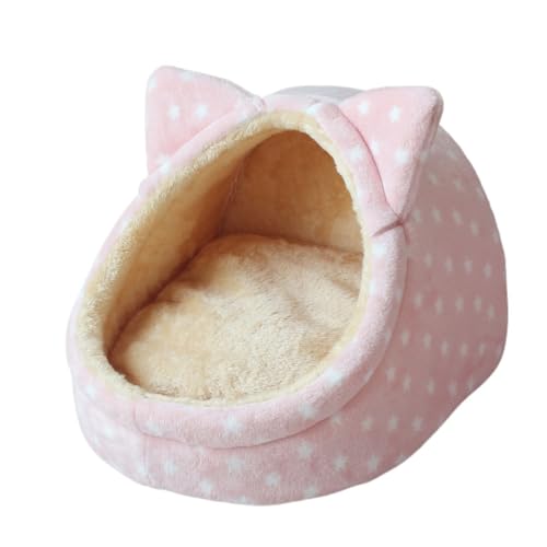 Haustier-Hundehaus, Haustierbett, Hundehütte, weiches Kissen, Katzenhütte, Hundekorb, Chihuahua, Teddy, Hundebett for kleine Hunde, mittelgroße Hunde (Color : Pink Ear, Size : L) von AD-BCrbgen