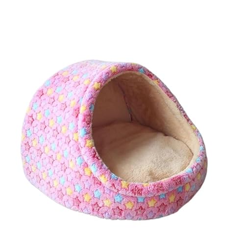AD-BCrbgen Hundehütte, Haustierbett, Hundehütte, weiches Kissen, Katzenhütte, Hundekorb, Chihuahua, Teddy, Hundebett for kleine Hunde, mittelgroße Hunde(Pink Star,L) von AD-BCrbgen
