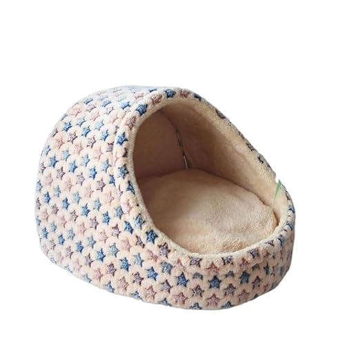 AD-BCrbgen Hundehütte, Haustierbett, Hundehütte, weiches Kissen, Katzenhütte, Hundekorb, Chihuahua, Teddy, Hundebett for kleine Hunde, mittelgroße Hunde(Yellow Star,M) von AD-BCrbgen