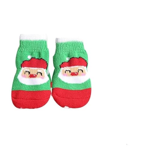 Hundesocken Weihnachten Hundesocken Anti-Kratzer Anti-Schmutz Anti-Rutsch-Fußabdeckung Hund Bixiong Hundeschuhe Katzenschuhe und Socken (Color : 06, Size : M) von AD-BCrbgen