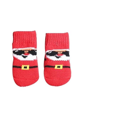 Hundesocken Weihnachten Hundesocken Anti-Kratzer Anti-Schmutz Anti-Rutsch-Fußabdeckung Hund Bixiong Hundeschuhe Katzenschuhe und Socken (Color : 07, Size : L) von AD-BCrbgen