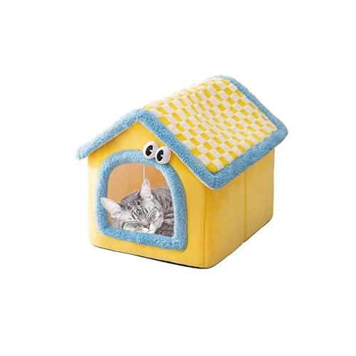 Niedliche Zwinger PP Baumwolle Flauschiges Hundezimmer Halbgeschlossenes Welpenschlafnest Faltbare Heimtierprodukte(Yellow,M) von AD-BCrbgen