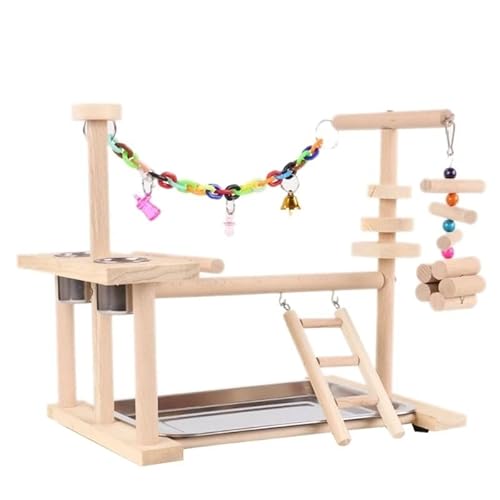 Papageiensitzstange aus Holz, Sittichsitzstange, kleines Papageienspiel, einfaches Papageienspielgestell, Vogelspiel-Fitnessstudio, Spielzeug for kleine und mittelgroße Papageien, Nymphensittiche, Blu von AD-BCrbgen