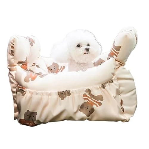 Tragbare Hunde- und Katzenbetten, Wohnwagen, sicherer Haustiersitz, weiches Sofa for Welpen, großer Korb, Kätzchenkissen (Color : White, Size : L (50x50x30) cm) von AD-BCrbgen