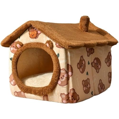AD-BCrbgen Tragbare Hundehütte, Haustierzaun-Schlupfhütte for Haustiere, Welpen, Kätzchen, Kaninchen, Haustierkiste for den Innenbereich, Katzenkäfige for den Innenbereich(Brown Bear,L) von AD-BCrbgen