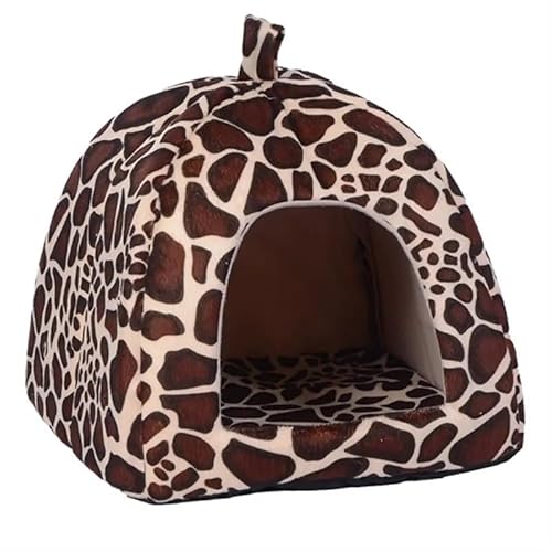 Weiche Erdbeere Leopardenmuster Hund Katze Haus Zelt Hundehütte Hund Warm Pad Korb Tierbett Höhle Heimtierbedarf (Color : Leopard, Size : L) von AD-BCrbgen