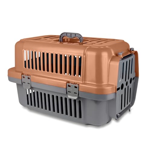 Adak Transportbox Katze | Hundetransportbox für Auto | Praktische Katzentransportbox | Robuste Katzenbox für sicheres Reisen | Tiertransportbox für unterwegs und zu Hause (Braun) von ADAK