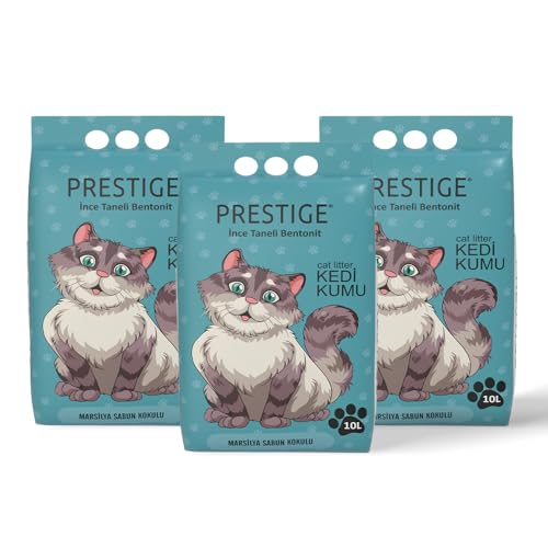Prestige Katzenstreu - Geruchsneutralisierende Klumpstreu für Katzen - Staubfreies Katzenstreu - Natürlich & Unbeduftet - Mehrkatzenformel - Geringe Verfolgung (Marseille-Seifenduft, 3 x 10l) von ADAK