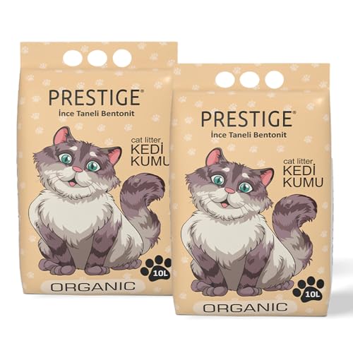 Prestige Katzenstreu - Geruchsneutralisierende Klumpstreu für Katzen - Staubfreies Katzenstreu - Natürlich & Unbeduftet - Mehrkatzenformel - Geringe Verfolgung (Organic, 2 x 10l) von ADAK