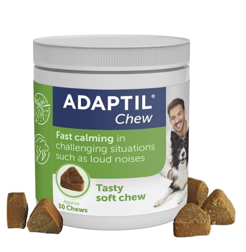 Adaptil Chews | 30 Stück | Ergänzungsfuttermittel für Hunde | Kann dabei helfen Stress in ungewohnten Situationen zu verringern | Kausnack für Hunde mit natürlichen Inhaltsstoffen von ADAPTIL