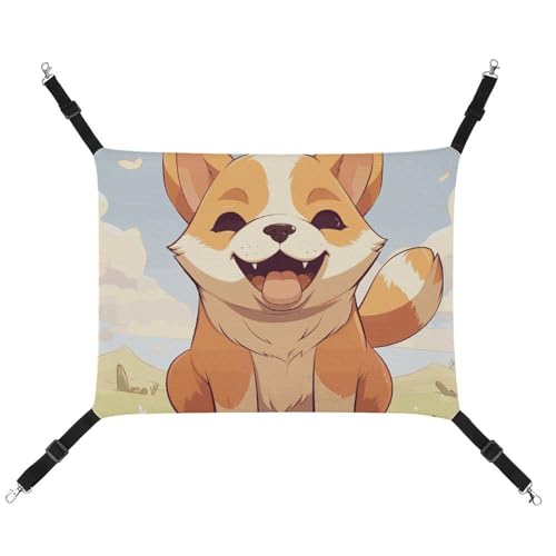 ADASGHBY Haustier-Hängematte, wendbar, Katzen-Hängematte, weich, Cartoon, Shiba Inu, Schlafhängematte für Welpen, Hunde, Schweinchen, Kaninchen, Hamster von ADASGHBY