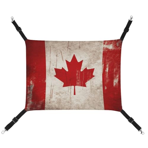 ADASGHBY Haustier-Hängematte, wendbar, Katzen-Hängematte, weich, Retro, Kanada-Flagge, Schlafhängematte für Welpen, Hunde, Schweinchen, Kaninchen, Hamster von ADASGHBY