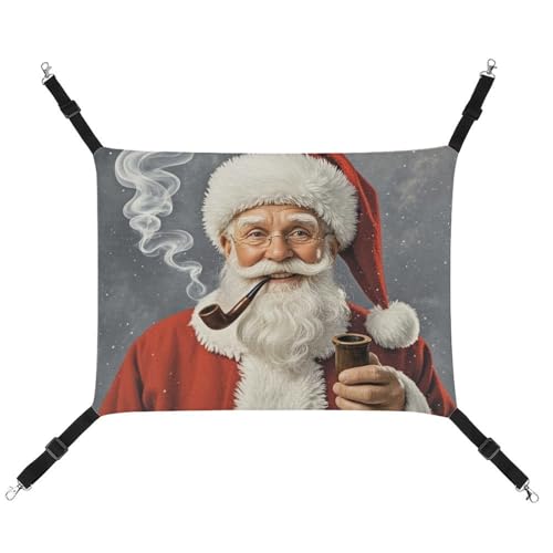 ADASGHBY Haustier-Hängematte, wendbar, für Katzen, weich, Weihnachtsmann, Schlafhängematte für Welpen, Hunde, Schweinchen, Kaninchen, Hamster von ADASGHBY