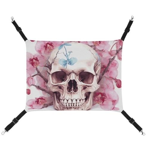 ADASGHBY Haustier-Hängematte, wendbar, weich, menschlicher Totenkopf, rosa Blumen, Schlafhängematte für Welpen, Hunde, Schweinchen, Kaninchen, Hamster ADASGHBY Haustier-Hängematte, wendbar, weich, menschlicher Totenkopf, rosa Blumen, Schlafhängematte für Welpen, Hunde, Schweinchen, Kaninchen, Hamster von ADASGHBY