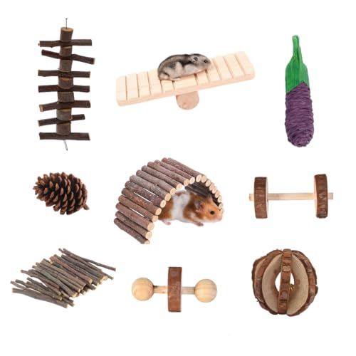ADDICTD Hamsterspielzeug aus Holz, 9 Stück, Kauspielzeug, Rattenspielzeug und Zubehör, Versteck Brücke, Ball, Wippe für Rennmäuse, Chinchilla, syrische Maus und Kleintiere ADDICTD Hamsterspielzeug aus Holz, 9 Stück, Kauspielzeug, Rattenspielzeug und Zubehör, Versteck Brücke, Ball, Wippe für Rennmäuse, Chinchilla, syrische Maus und Kleintiere von ADDICTD