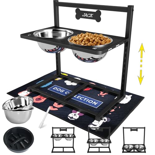 ADENGL 9 höhenverstellbarer Hundenapfständer mit zwei 1,7 l Edelstahlnäpfen und rutschfestem Pad, perfekt für mittelgroße und große Hunde ADENGL 9 höhenverstellbarer Hundenapfständer mit zwei 1,7 l Edelstahlnäpfen und rutschfestem Pad, perfekt für mittelgroße und große Hunde von ADENGL
