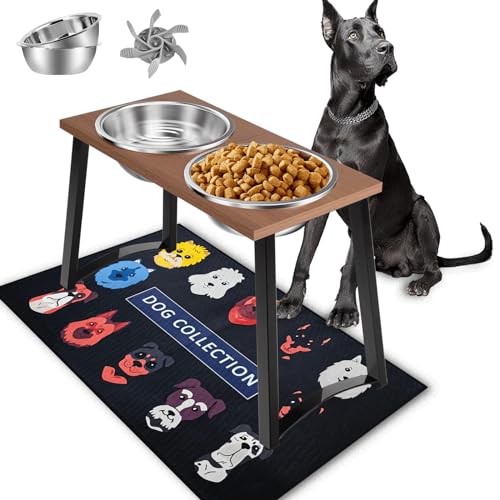 ADENGL Erhöhte Hundenäpfe für große und große Hunde – 40,6 cm hoher erhöhter Hundenapfständer mit 2 XL-Edelstahlnäpfen und langsamem Futterspender, 3000 ml Fassungsvermögen, auslaufsichere Matte im ADENGL Erhöhte Hundenäpfe für große und große Hunde – 40,6 cm hoher erhöhter Hundenapfständer mit 2 XL-Edelstahlnäpfen und langsamem Futterspender, 3000 ml Fassungsvermögen, auslaufsichere Matte im von ADENGL