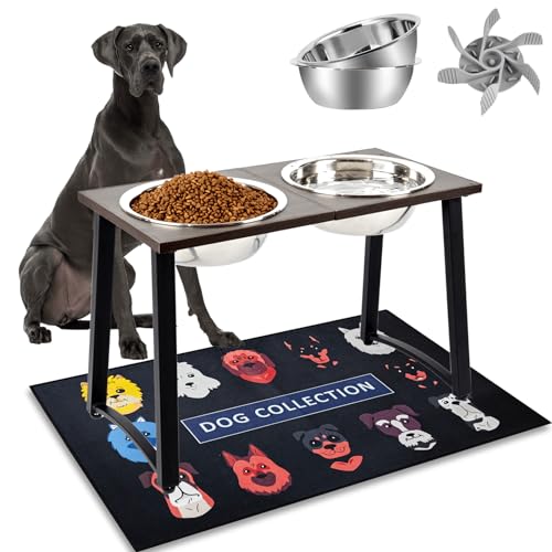 ADENGL Erhöhte Hundenäpfe für große und XL-Hunde, 40,6 cm hoch, erhöhter Ständer mit 2 Edelstahlnäpfen, 3000 ml Fassungsvermögen, langsames Füttern und auslaufsichere Matte, extra großes Hundefutter ADENGL Erhöhte Hundenäpfe für große und XL-Hunde, 40,6 cm hoch, erhöhter Ständer mit 2 Edelstahlnäpfen, 3000 ml Fassungsvermögen, langsames Füttern und auslaufsichere Matte, extra großes Hundefutter von ADENGL