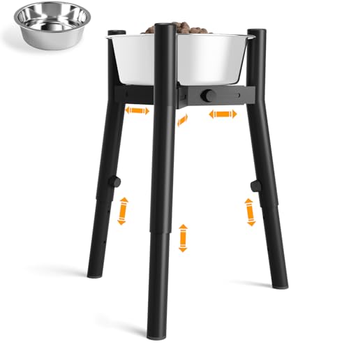 ADENGL Erhöhter Hundenapfständer für mittelgroße und große Hunde, Futter- und Wassernapf, hoher Futternapf, verstellbar, breit 17,8–27,2 cm, Höhe 24,9–34 cm, starker erhöhter Hundenapfhalter von ADENGL