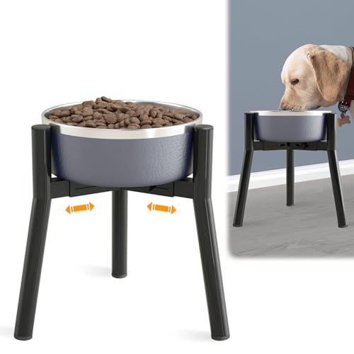 Hundenapfständer für große Hunde, verstellbare Breite, hoch, erhöhter Hundenapf für 17,5–27 cm große Näpfe, Hundefutter, Wasserständer, Futterspender, Metall, einzelner erhöhter Hundenapfhalter, 28 cm von ADENGL