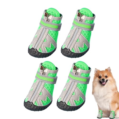 ADERN Hundeschuhe Anti-Rutsch,Hundeschuhe atmungsaktiv | 4 Stück Outdoor-Stiefel für Hunde,Hundestiefel in 5 Größen mit robuster Gummisohle, atmungsaktive Hundestiefel, rutschfest für den Sommer, von ADERN