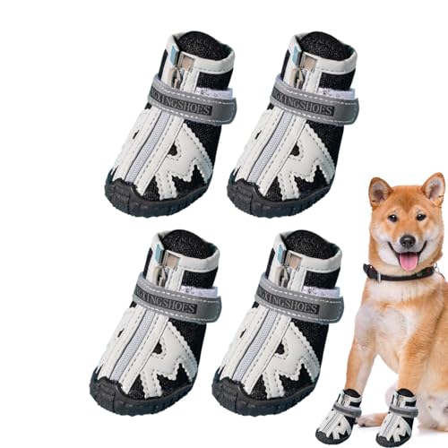 ADERN Hundeschuhe Outdoor,Hundestiefel, 4 Stück tolle Stiefeletten für Hundepfoten, Hundestiefel in 5 Größen mit robuster Gummisohle, atmungsaktive Hundestiefel, rutschfest für den Sommer, heiße von ADERN