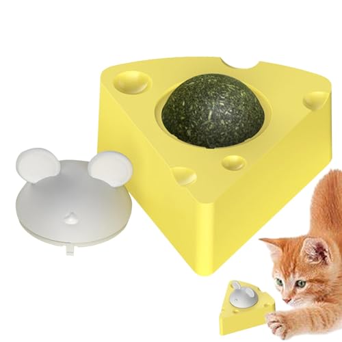 ADERN Katzenspielzeug mit Katzenminze, Katzenminze-Ballspielzeug,Käseförmiges drehbares Kätzchenspielzeug | Mehrzweck-Kauspielzeug für Haustiere, süßes Katzenspielzeug für Hauskatzen von ADERN