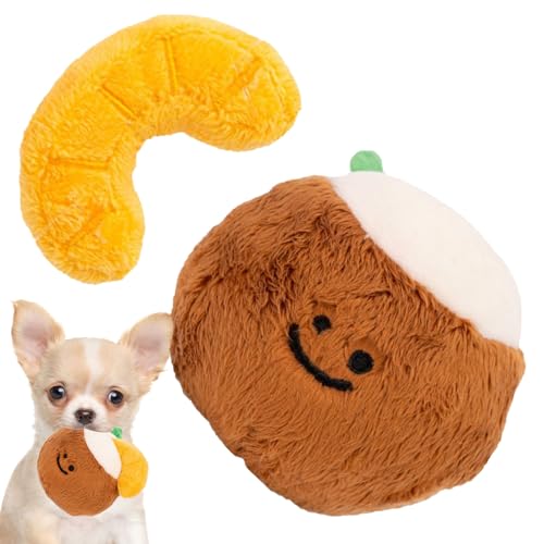 ADERN Quietschendes interaktives Hundespielzeug, Leckerli-Schnüffelspielzeug für Hunde - Snuffle Squeaky Cocoanut Toys,Süßes Schnüffelspielzeug zum Zähneputzen, Entspannen, Füttern, farbenfrohes von ADERN