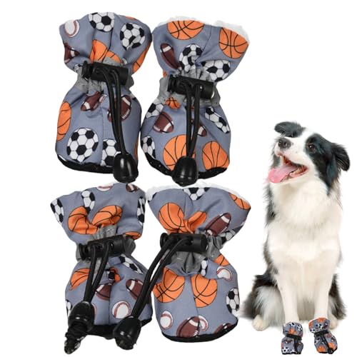 Hundeschneeschuhe - 4 Stück Outdoor-schützende warme Schuhe Fleece-Stiefel für Hunde,Hundepfotenschutz für Corgi, Dobermann, Deutscher Schäferhund, Pudel Adern von ADERN