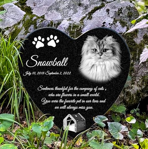 ADFSTONE Katzen-Gedenksteine, Haustier-Grabstein für Verlustgeschenke, Tier-Grabmarkierungen – sympathisches Hundegeschenk, Granit Haustier Beerdigungsmarker, ‎Herz von ADFSTONE