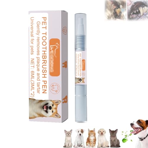 ADFUGE Pet Toothbrush Pen, New Pet Toothbrush Pen, Pet Teeth Cleaning Pen, Cat/Dog Teeth Cleaning Pen, Pet Tooth Cleaning Tool, Dog Tartar Remover for Teeth, Pet Teeth Repairing Kit (1pcs) von ADFUGE