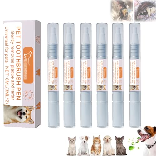 ADFUGE Pet Toothbrush Pen, New Pet Toothbrush Pen, Pet Teeth Cleaning Pen, Cat/Dog Teeth Cleaning Pen, Pet Tooth Cleaning Tool, Dog Tartar Remover for Teeth, Pet Teeth Repairing Kit (5pcs) von ADFUGE
