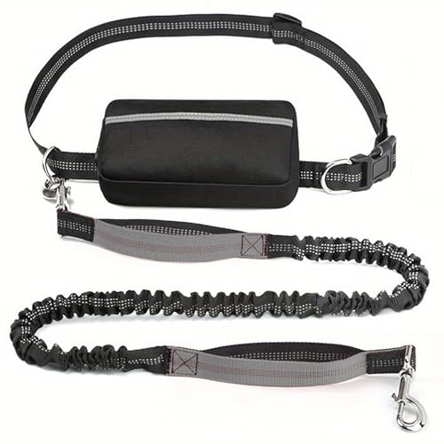 Upliftjoys Hands Free Dog Leash with Zipper Pouch, Upliftjoys 7 Dog Leash,Dual Handle Elastic Bungees Retractable Rope for Medium and Large Dogs, Reflective Stitches (Gray *B) von ADFUGE