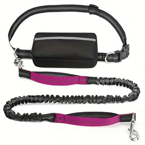 Upliftjoys Hands Free Dog Leash with Zipper Pouch, Upliftjoys 7 Dog Leash,Dual Handle Elastic Bungees Retractable Rope for Medium and Large Dogs, Reflective Stitches (Rose red *B) von ADFUGE