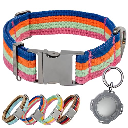 ADITYNA Hundehalsband aus Baumwolle mit AirTag-Halter, robuste Metallschnalle, atmungsaktiv, leicht verstellbar, für große und extra große Rassen, für Spaziergänge, Training ADITYNA Hundehalsband aus Baumwolle mit AirTag-Halter, robuste Metallschnalle, atmungsaktiv, leicht verstellbar, für große und extra große Rassen, für Spaziergänge, Training von ADITYNA