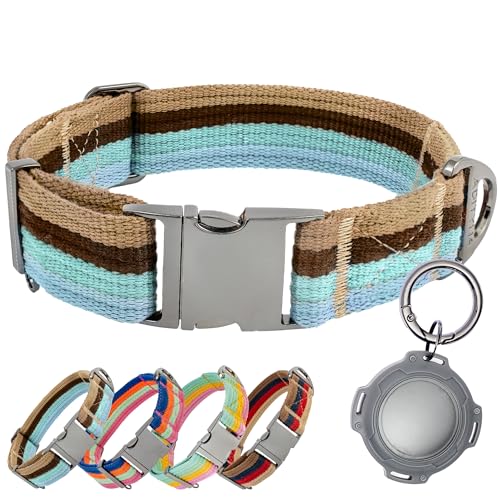 ADITYNA Hundehalsband aus Baumwolle mit AirTag-Halter, robuste Metallschnalle, atmungsaktiv, leicht verstellbar, für große und extra große Rassen, für Spaziergänge, Training ADITYNA Hundehalsband aus Baumwolle mit AirTag-Halter, robuste Metallschnalle, atmungsaktiv, leicht verstellbar, für große und extra große Rassen, für Spaziergänge, Training von ADITYNA