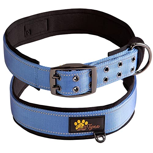ADITYNA Robustes, reflektierendes Hundehalsband – dickes blaues Hundehalsband für extra große Hunde – ultra-bequemes, weiches Neopren gepolstert – perfektes Hundehalsband für Training, Spazierengehen oder Jagd von ADITYNA