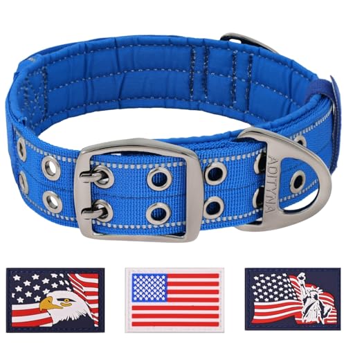 ADITYNA Strapazierfähiges Hundehalsband für extra große Hunde, reflektierendes blaues Halsband mit Griff für Training und Spazierengehen, breit, dick, taktisch, weiches Neopren gepolstert ADITYNA Strapazierfähiges Hundehalsband für extra große Hunde, reflektierendes blaues Halsband mit Griff für Training und Spazierengehen, breit, dick, taktisch, weiches Neopren gepolstert von ADITYNA