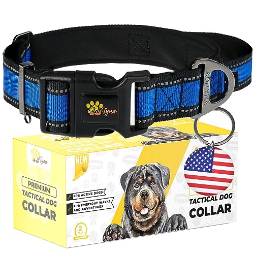 ADITYNA - Strapazierfähiges Hundehalsband für extra große Hunde - Blau XL-Hundehalsband mit Griff - Ultra bequemes weiches Neopren gepolstert (Extragroß: Fit 58,4 cm – 76,2 cm Hals, Alaska Blau) von ADITYNA