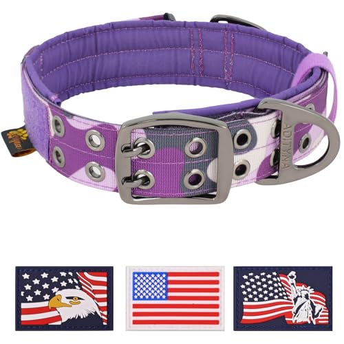 ADITYNA Strapazierfähiges Hundehalsband für mittelgroße Hunde, Camouflage-Violett, mit Griff, für Training und Spazierengehen, breit, dick, taktisch, weiches Neopren gepolstert ADITYNA Strapazierfähiges Hundehalsband für mittelgroße Hunde, Camouflage-Violett, mit Griff, für Training und Spazierengehen, breit, dick, taktisch, weiches Neopren gepolstert von ADITYNA