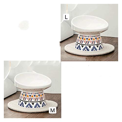 Katzennapf Keramik 2 Größen rutschfeste Keramik Katzennapf mit Matte Cervical schützen Pet Food Trinken Keramiknapf Futterstatio Pet Supplies Schüsseln (Color : 2pcs M and L, Size : M) von ADJAN