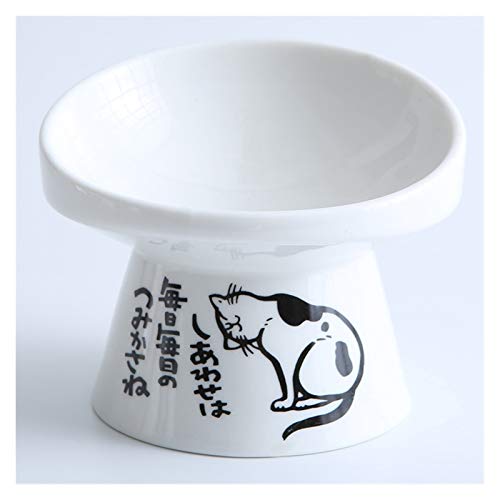 Katzennapf Keramik Anti-Rutsch-Keramik Cat Bowl Feeder Mit Ansitz Bone China Cervical Futter Wasser Cat Bowl Keramik Kleiner Hund Pet Supply Schützen (Color : B) von ADJAN