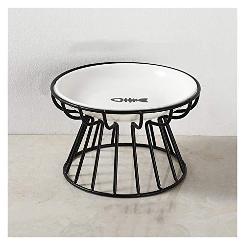 Katzennapf Keramik Fashion High-End-Pet Bowl Verschiedene Cartoon Paw Muster Edelstahl Regal Keramiknapf Fütterung for Hund und Katze Haustier-Zufuhr (Color : Black Fish) von ADJAN