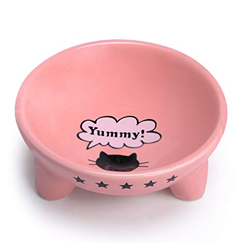 Katzennapf Keramik Fressnapf-Karikatur-Nette Muster rutschfeste Unterseite Keramikschale for Hunde tragbare Hundenapf for Haustier Katzenfutter Wasserzufuhr (Color : Pink, Size : M) von ADJAN