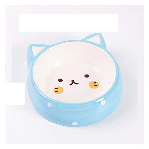 Katzennapf Keramik Karikatur-Nette Keramik Welpen-Katze-Haustier Hund Essen und Trinken Schüssel-Wasser-Bowl Zubehör Feeder Tiere Füttern einzelne Schüssel Porzellan (Color : Fox Bowl Blue) von ADJAN